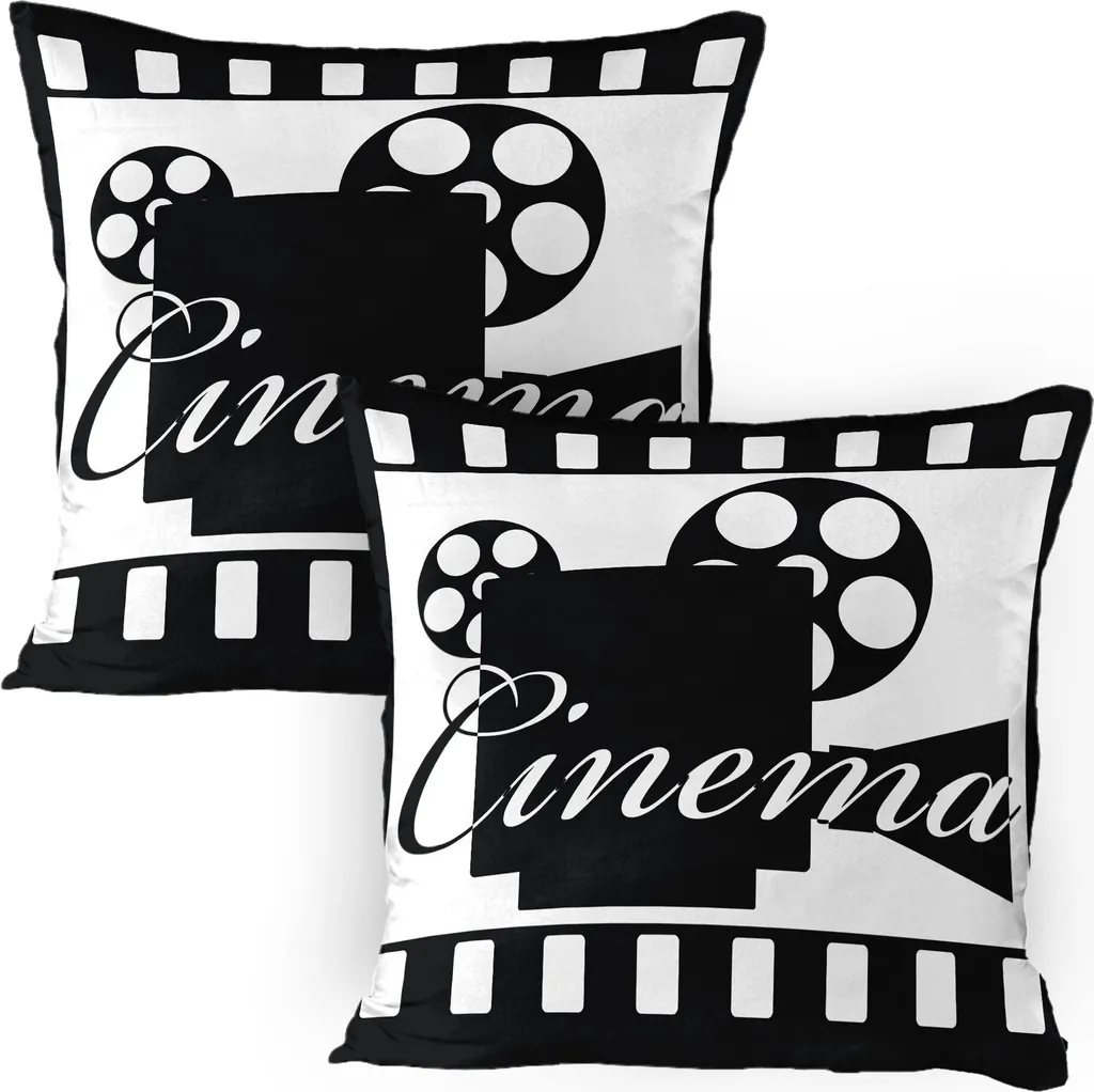ABAKUHAUS Set 2 Federe 80x80 Cinema Astratto - Arredo Moderno Bianco Nero