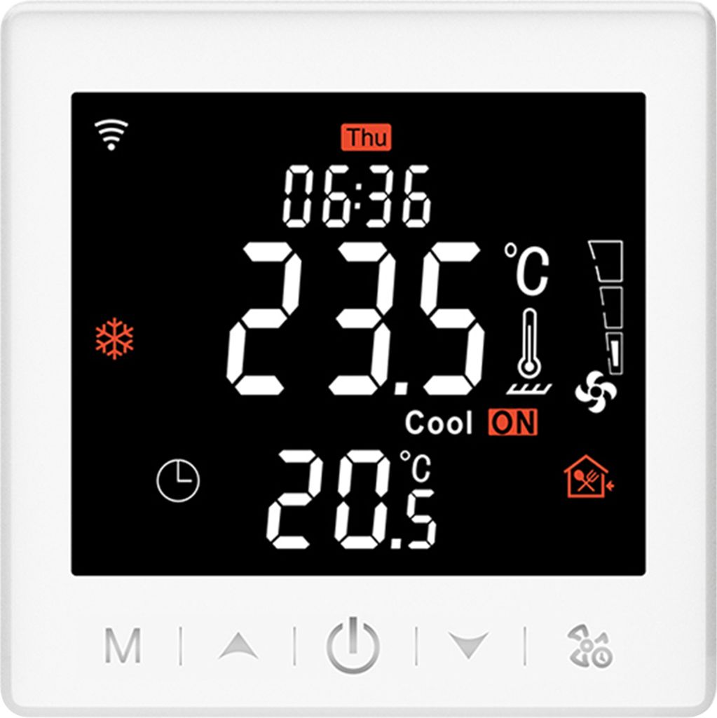 Smart Fan Coil fuer 2-Rohr-System Thermostat WIFI/485 Modbus mit Anwendung und Sprachsteuerung 3,5-Zoll-LCD-Display Intelligenter programmierbarer ...