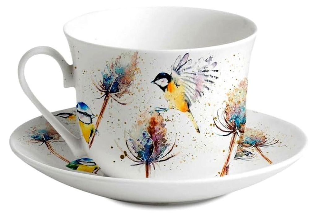Jumbotasse und Untertasse Birds und Teasels - 0,4l