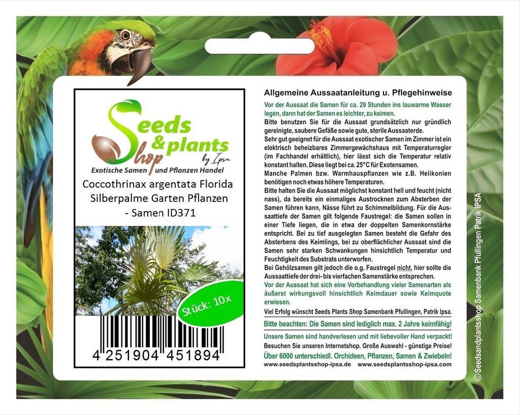 10x Coccothrinax argentata Florida Silberpalme Garten Pflanzen - Samen ID371