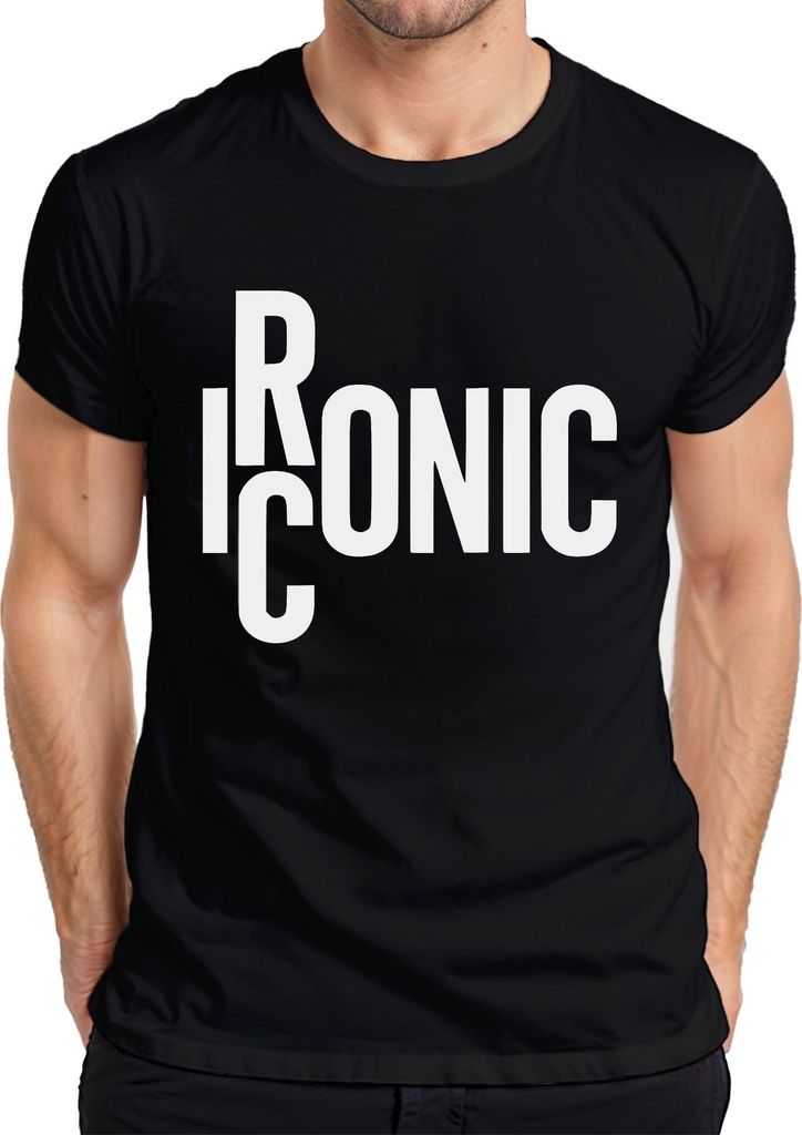 Iconic Schriftzug Statement Urban Minimalistisch Retro Vintage Herren T-Shirt, Schwarz, 3XL