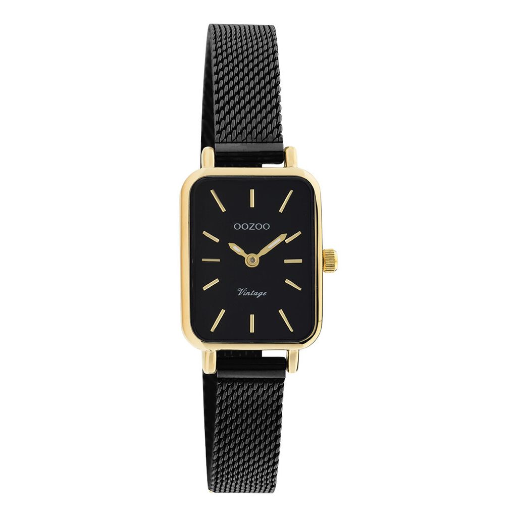 Oozoo Armbanduhr schwarz Metall Mesh Vintage Series Damen Analog-Quarzuhr UOC20269