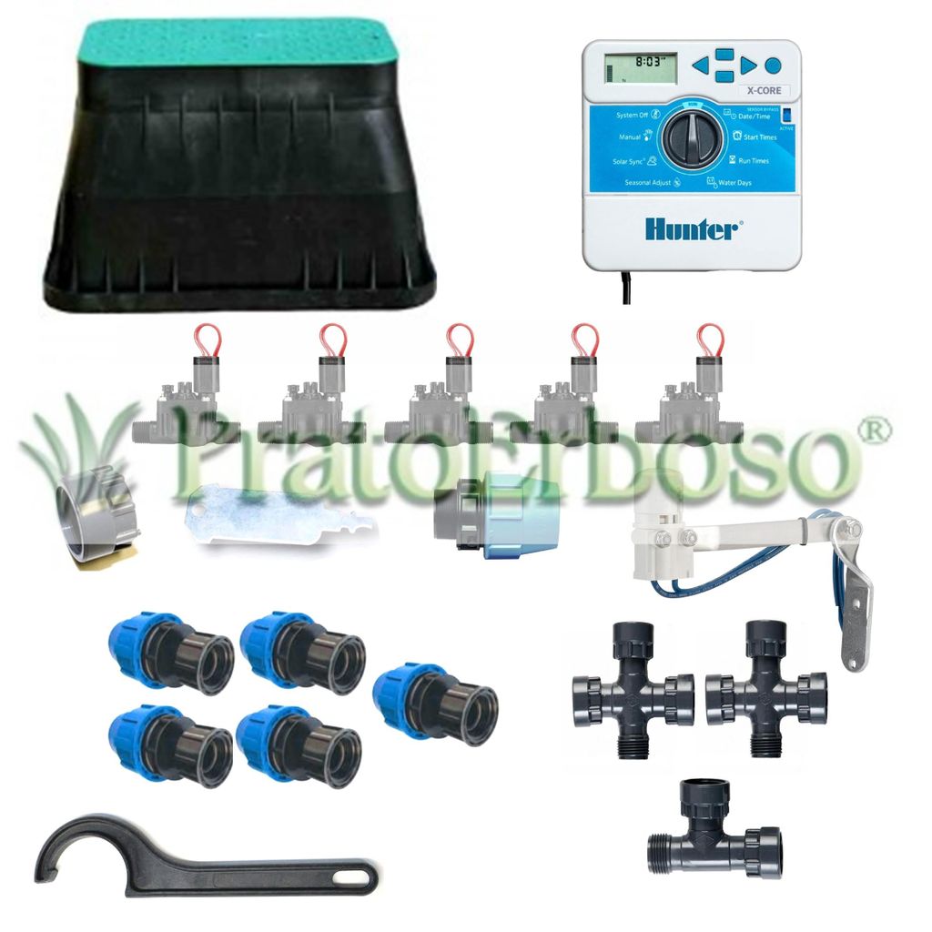 Hunter 5-Zonen-Bewässerungsset mit XCore2-Innensteuerung