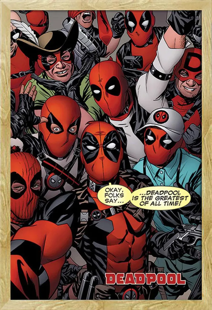 Poster Deadpool Selfie Design Cornice Shinsuke® Faggio Acrilico 61x91,5
