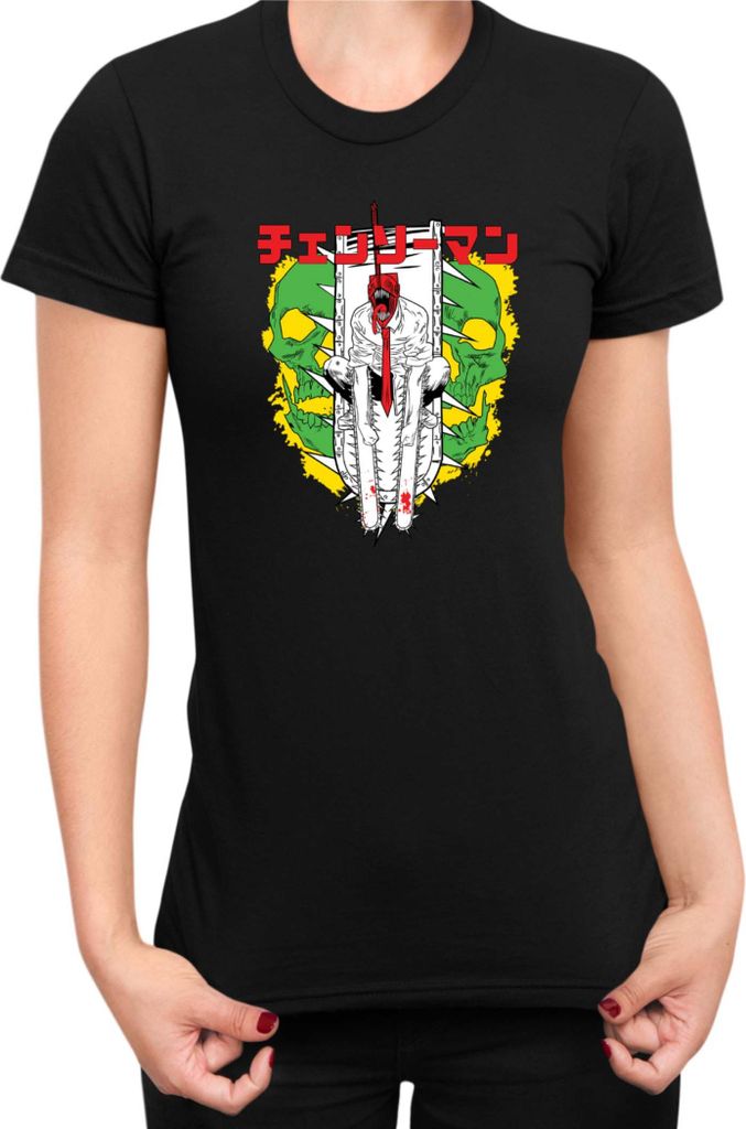Damen T-Shirt Manga Japan Anime Comics Animation Chainsaw Anime manga Man 01, Lady L / Schwarz