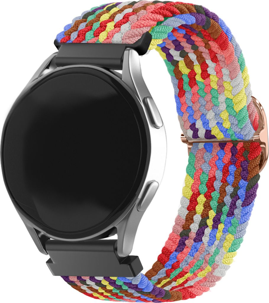 Strap-it Samsung Galaxy Watch 4 44mm verstellbares gewebtes Nylonarmband (Bunt)