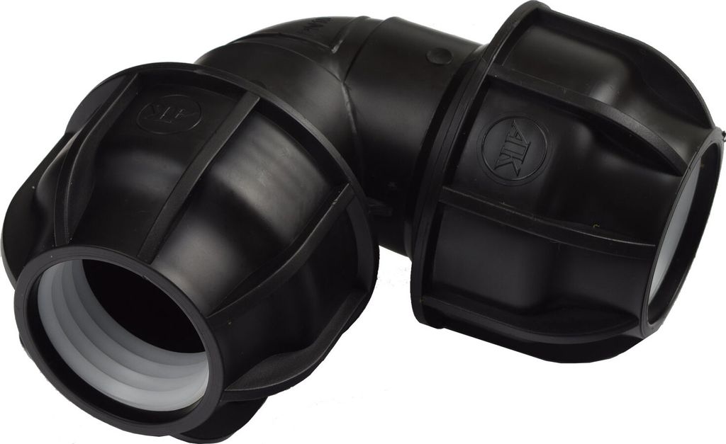 Agora-Tec PE-Fitting Winkel 90 Grad 40 mm x 40 mm für PE-Rohr 40 mm SCHWARZ