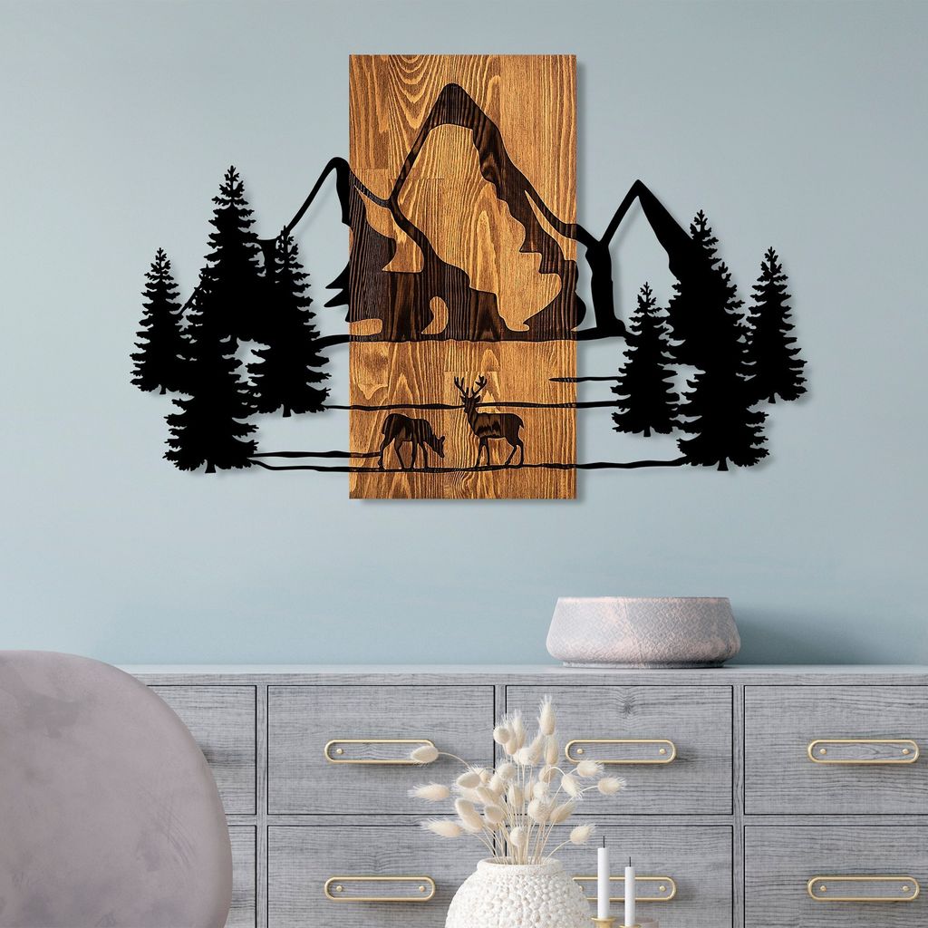 Wallity, Natural Habitat, Wanddeko, Nussbaum, Metall, 57 x Produktbild 