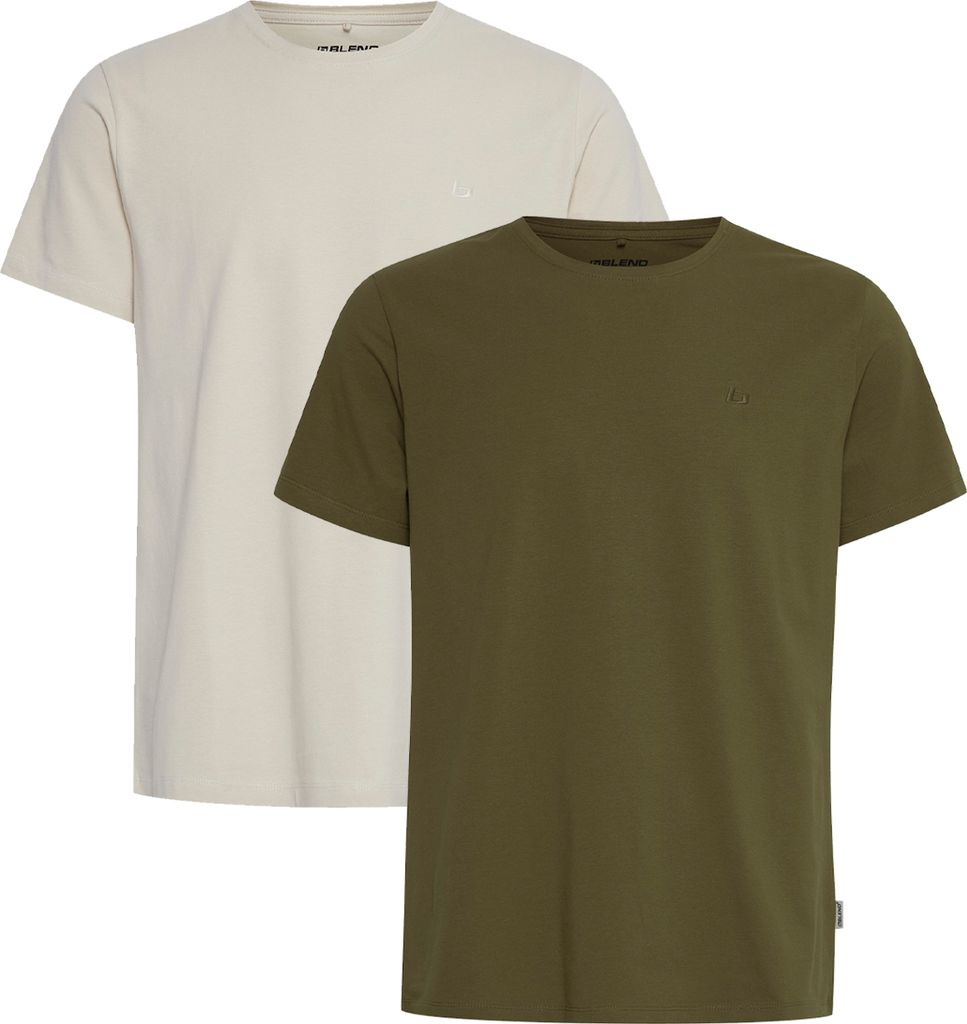 BLEND Rundhals T-Shirt 2-er Stück Pack Kurzarm Shirt Basic Set BHDinton Größe: XXL