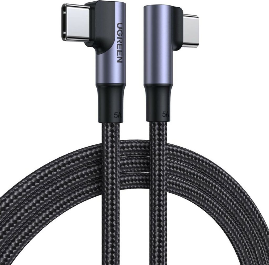 Ugreen Winkel-USB-C-Kabel 100W 5A, 2m, Schwarz – High-Speed Produktbild 