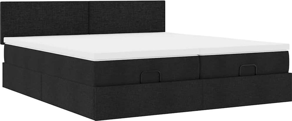 "SALE 2026"Ottoman-Bett/bettgestell - inkl. Lattenrost - Doppelbett - mit Matratzen Schwarz 200x200 cm Stoff - Polsterbett Klassische Betten DE9261595