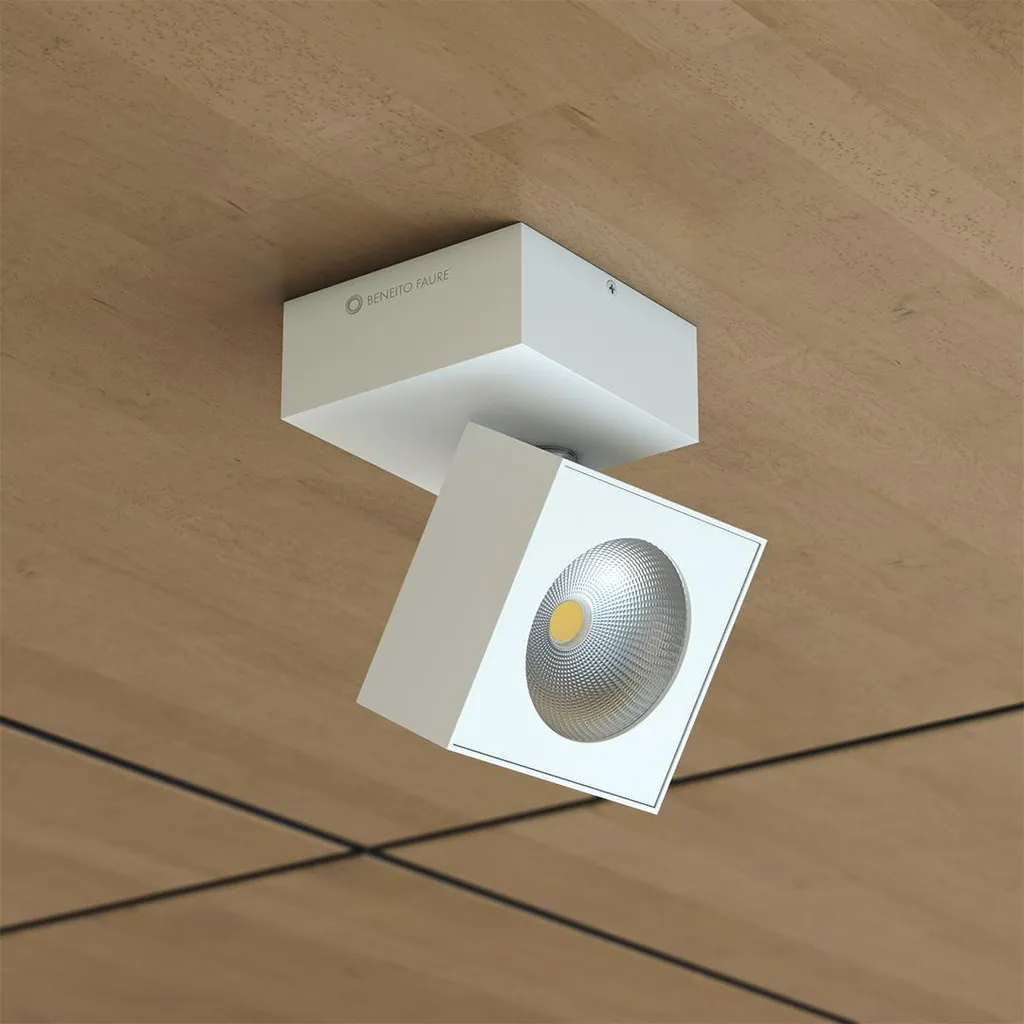 Plafonnier LED orientable Rubyc 14W blanc mat pour intérieur moderne