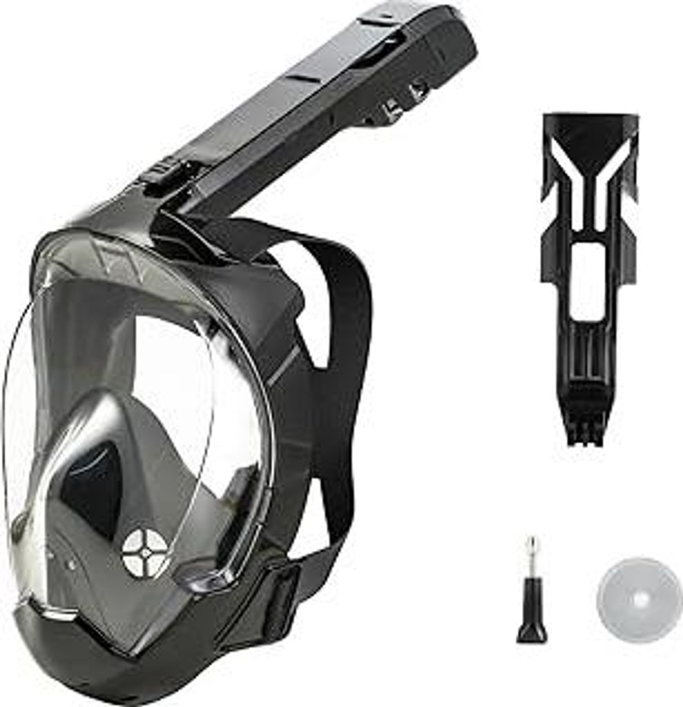 Schnorchelmaske Vollgesichtsmaske 180° Sicht – Tauchmaske Anti-Beschlag mit Doppelluftsystem, Taucherbrille Erwachsene mit Kamera Halter