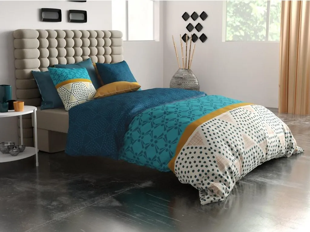 Housse de couette motifs géométriques noirs et blancs en percale - 4