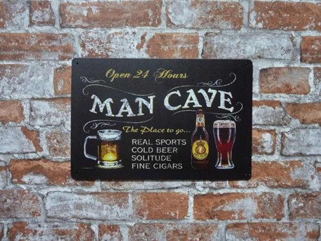 Blechschild Mancave 24 Hours - Metallschild - Mancave - Metal Sign - Wandplatte - Spruchschild - Wanddekoration - Wandschild.