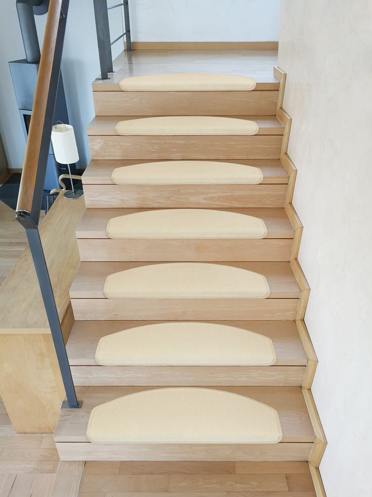 Metzker Stufenmatten Treppenmatten Uni Halbrund SparSet Hellbeige 15 Stück