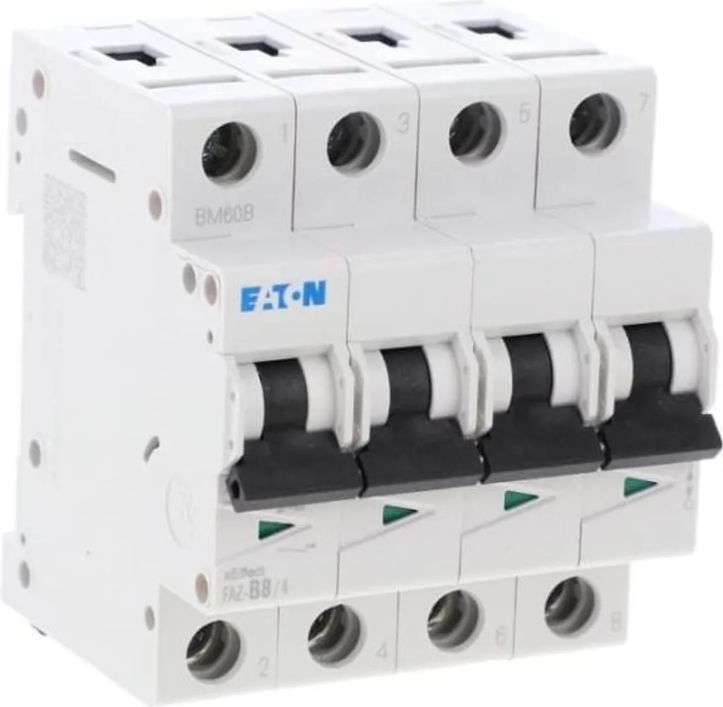 Disjoncteur tétrapolaire FAZ-B8/4 pour protection de ligne triphasée 8A