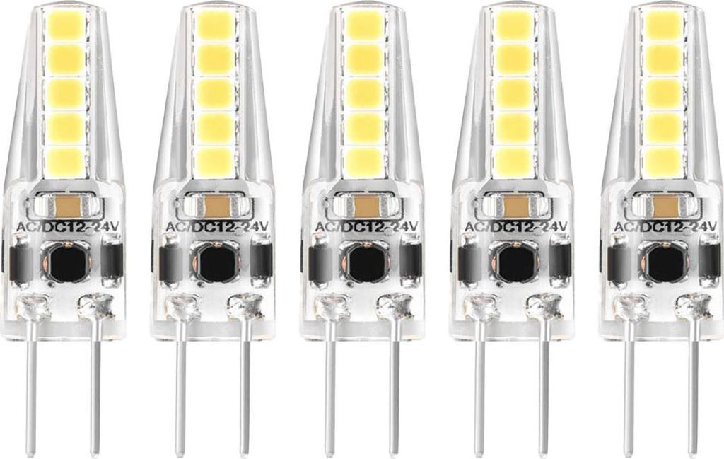 5 x LED Leuchtmittel Stiftsockellampe 2W = 25W G4 klar SMD 210lm 360° Tageslicht 6500K kaltweiß
