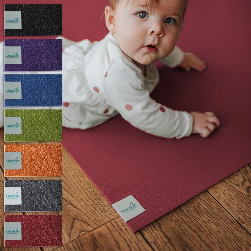 Sanosoft Krabbelmatte 60x160cm Rot - Hergestellt in Deutschland