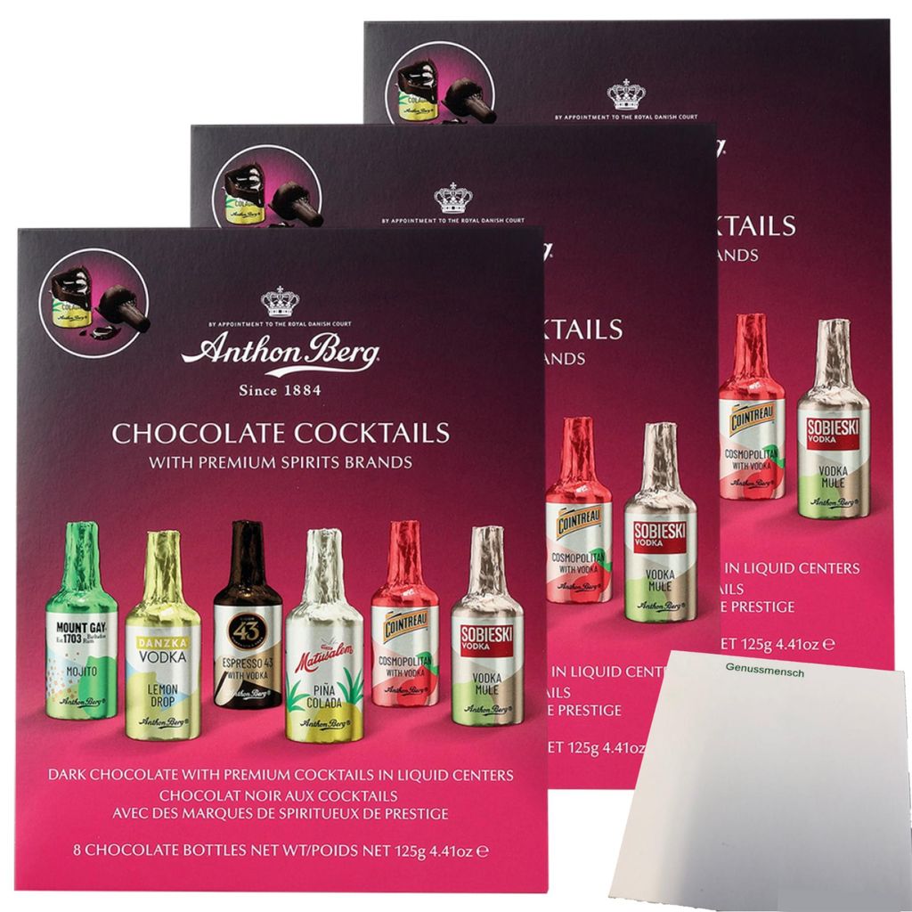 A.Berg Schokolade mit Cocktails 3er Pack (3x125g Packung) + Produktbild 