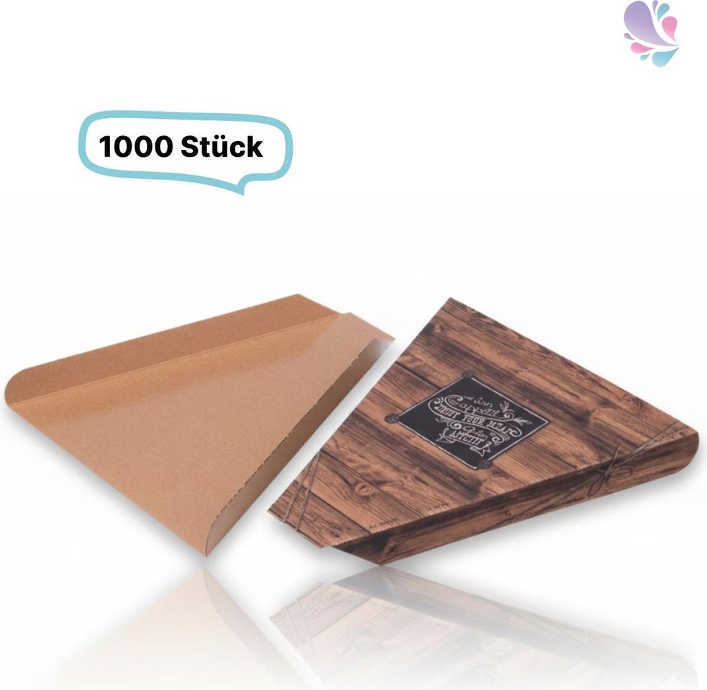 Pizza Slice Tray / Pizzascheibentablett aus Karton 172 x 180 x 19 mm – braun, für einzelne Pizzastücke, 1000 Stück