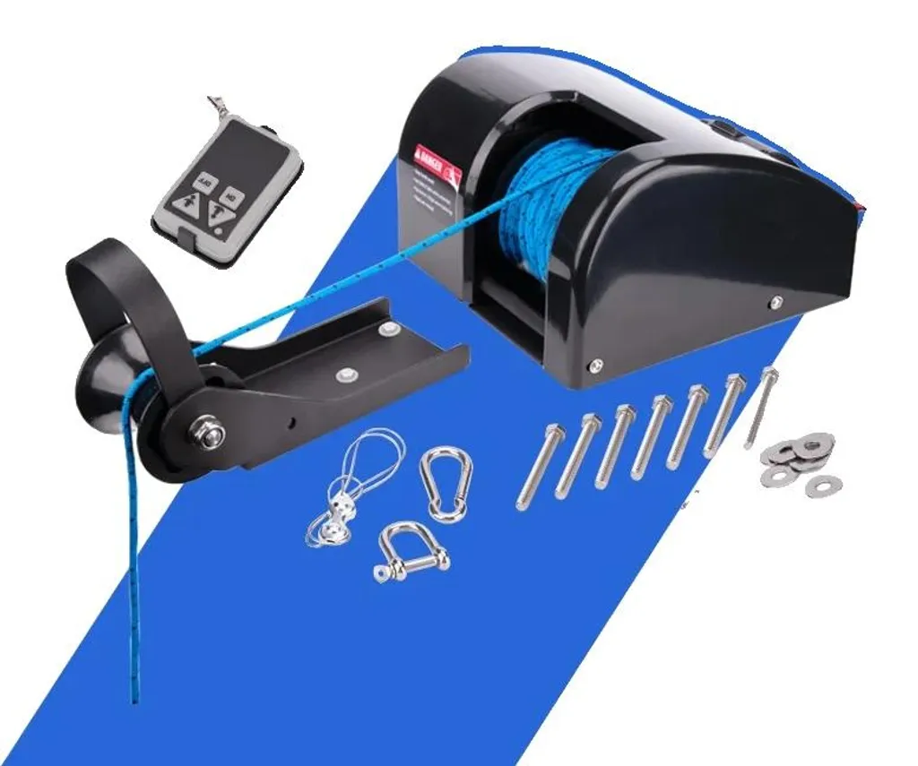 Guindeau 12V pour ponton avec système anti-retour, câble de 30 mètres