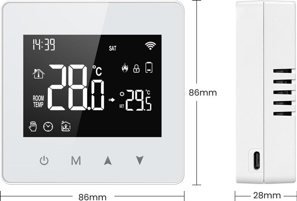Intelligenter Thermostat Touchscreen - Programmierbar Für Fußbodenheizung AC90-240V