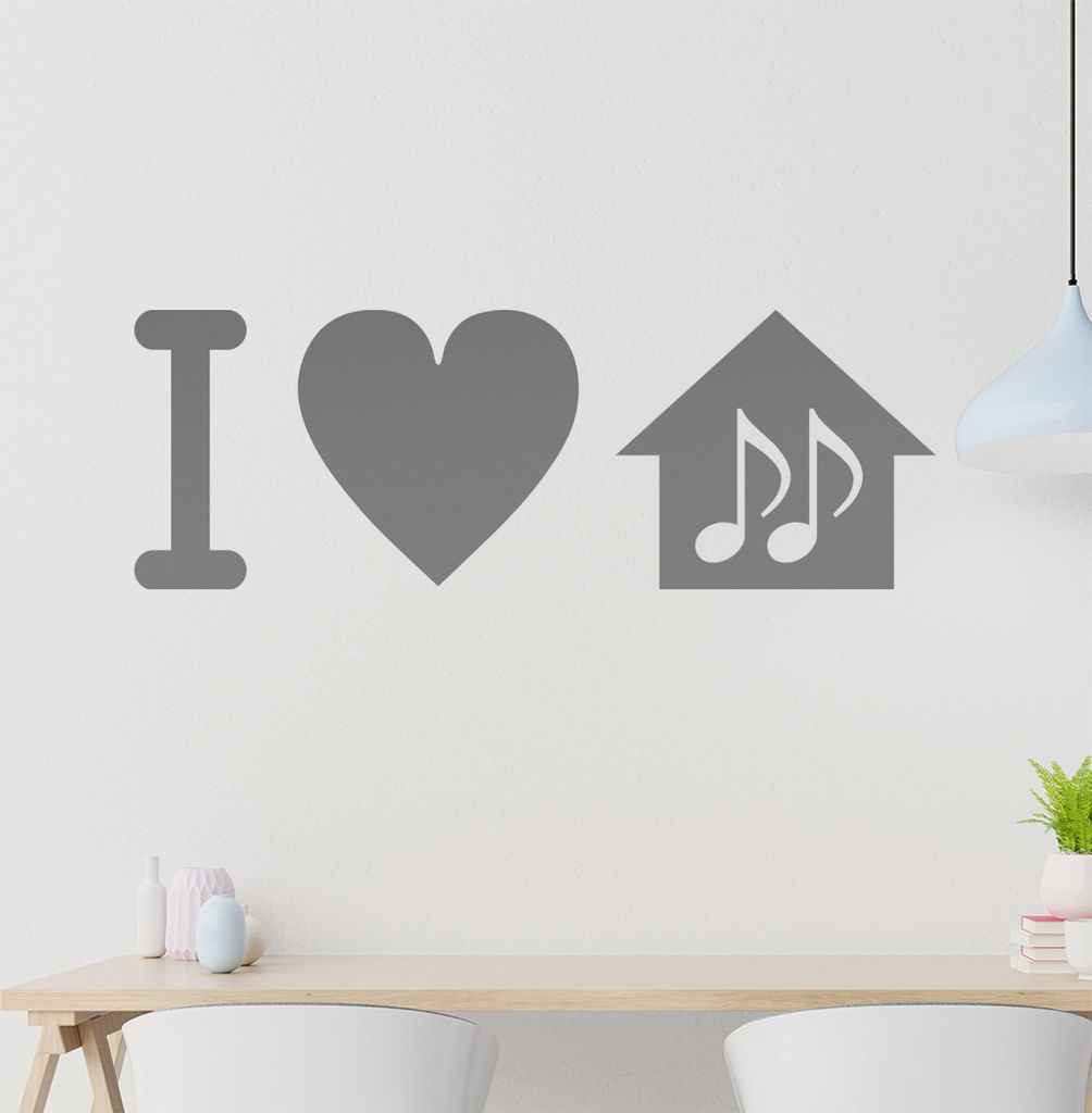 I love housemusic Wandtattoo in 6 Größen - Wandaufkleber Wall Sticker - Dekoration, Küche, Wohnzimmer, Schlafzimmer, Badezimmer