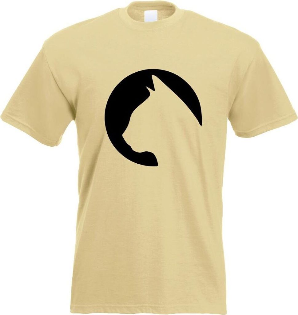 Kiwistar - T-Shirt - Khaki - Katzenkopf Cat Head Motiv Bedruckt Funshirt Design Print - mit Motiv Bedruckt - Funshirt Design - Sport - Freizeit - H...