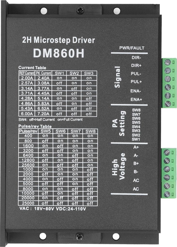 Schrittmotortreiber PWM-Controller 2-phasig einstellbar mit Gehäuse DM860H für 57 86 Schrittmotoren
