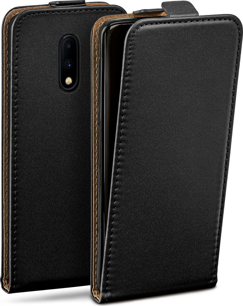 moex Flip Case kompatibel mit OnePlus 7 - Hülle mit 360 Grad Schutz, Schwarz