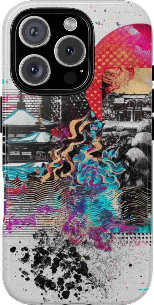 Abstrakte Zen-Garten Collage – Hülle Kompatibel mit iPhone 16 Pro