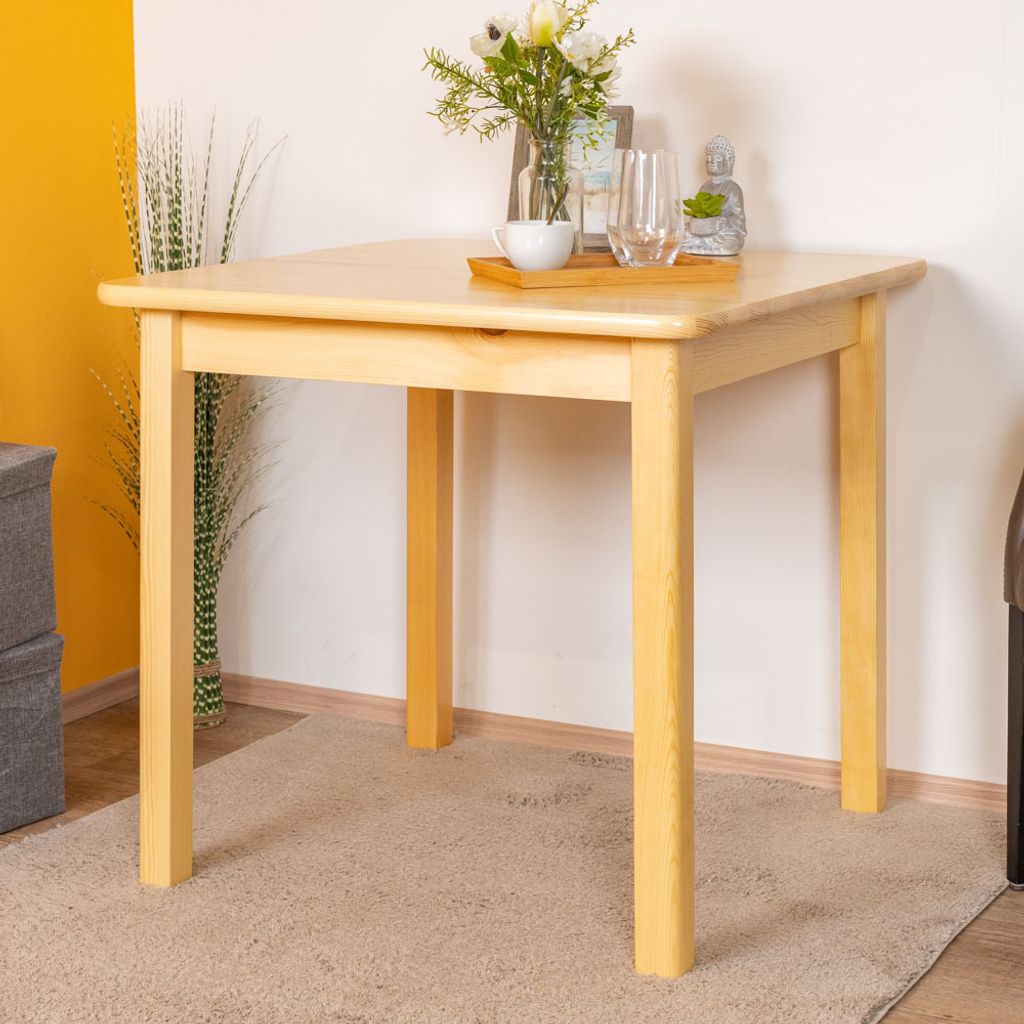 Esstisch Esszimmertisch 80x80 cm Kiefer massiv, Farbe: Natur