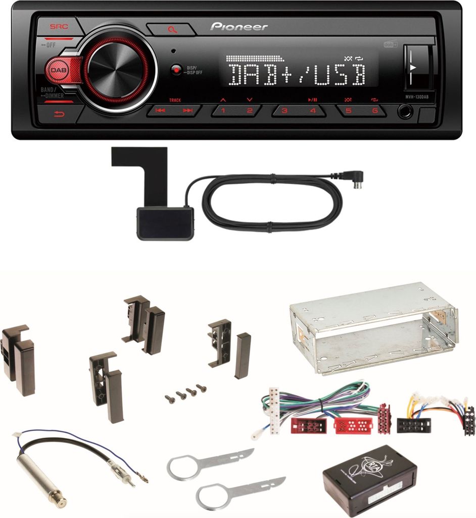 Pioneer MVH-130DAB Digitalradio USB Einbauset für Audi A4 Produktbild 