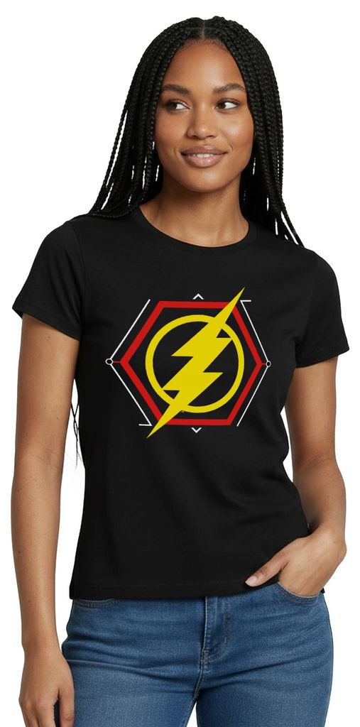 Spreadshirt The Flash Gelber Blitz Symbol Frauen T-Shirt, XL, Schwarz