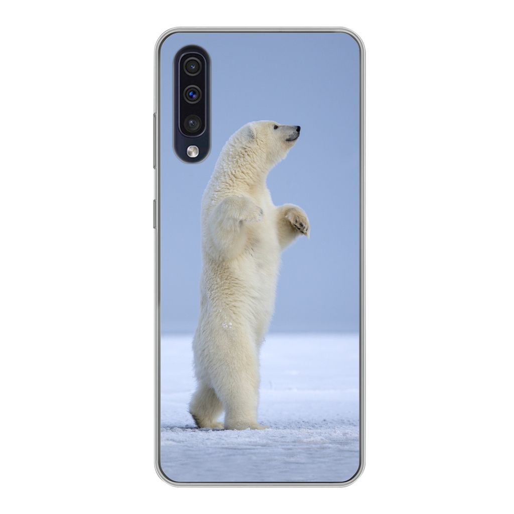 MuchoWow Handyhülle Schutzhülle Hülle für Samsung Galaxy A30s Eisbär - Lustig - Schnee - Kinder - Jungen - Mädchen - Kind Silikon Softcase ...