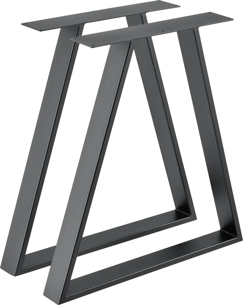 Pied de table rectangulaire en acier noir 72cm pour table à manger 2x