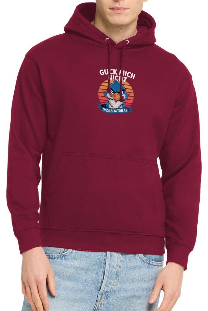 Spreadshirt Guck Mich Nicht In Diesem Ton An | Frecher Vogel Uni Hoodie, XL, Bordeaux