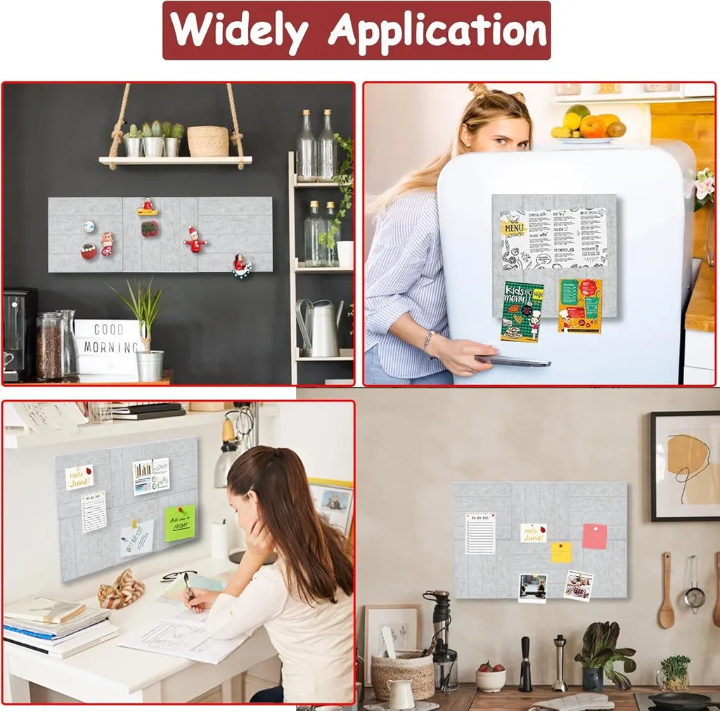 Tableau Mural pour Bureau et Maison - Set Feutre Gris Clair Modulable - 3