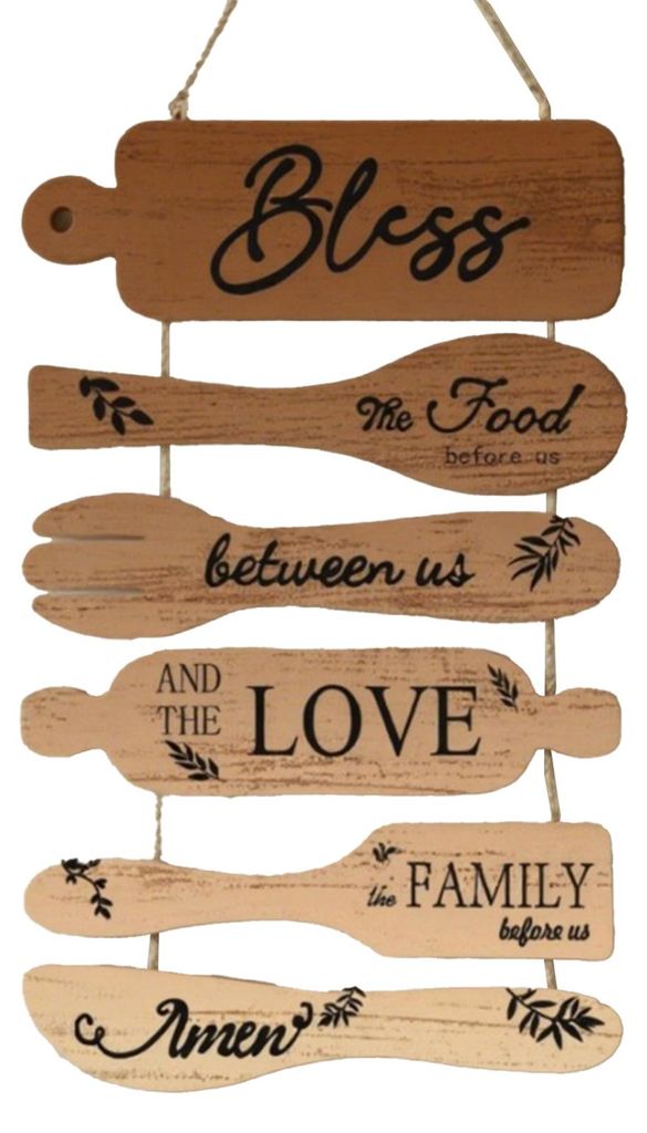„Segne die Speise vor uns“ – Rustikales Wandschild aus Holz mit Seilumwicklung im Vintage-Stil für Küche und Esszimmer