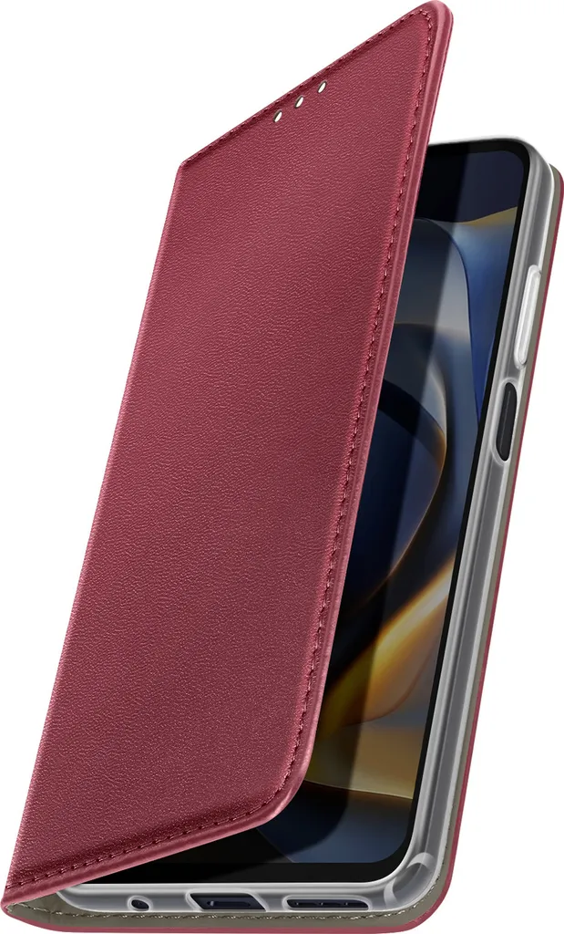 Custodia Slim Avizar per Motorola Moto E15 G05 Rosso Vino con Stand