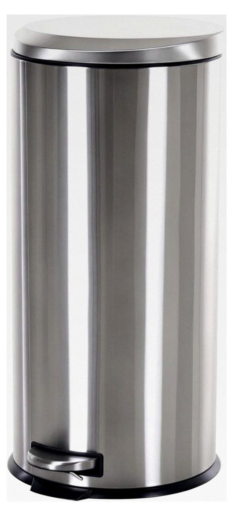 30L Edelstahl Treteimer mit Inneneimer, Müllbehälter mit Deckel und Fußpedal, für Wohnzimmer und Büro, Ø29,2 x 62,5 cm