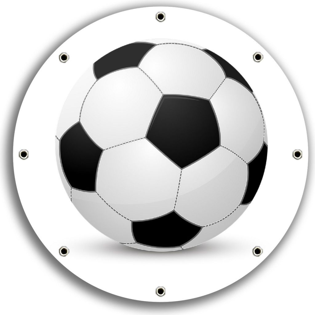 Wallario rundes Outdoor-Poster für Garten oder Balkon, Motiv Fußball klassisch vor weißem Hintergrund, 30 cm Durchmesser