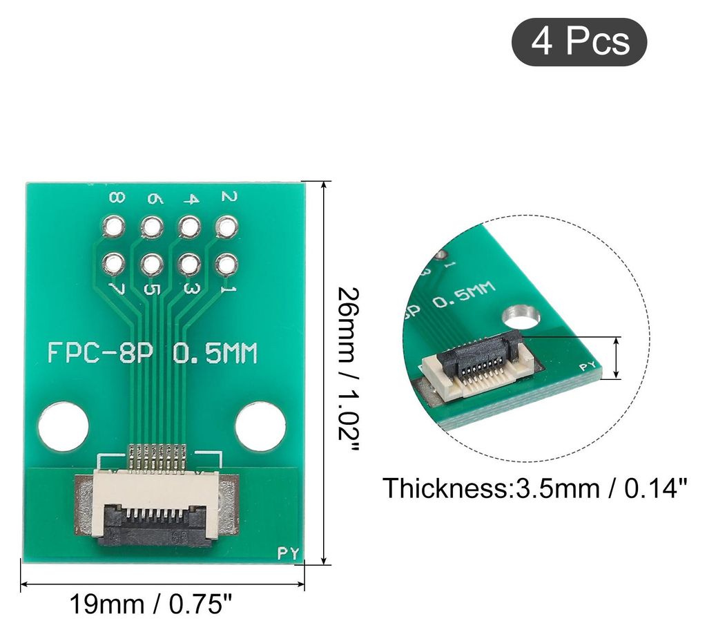 4 Stš¹ck FPC FFC PCB Platine 8P 0.5mm am Sockel Seite Rš¹ckseite 1.0mm bis DIP 2.54mm fš¹r LCD 3D Drucker Kamera DVD TV Laptop