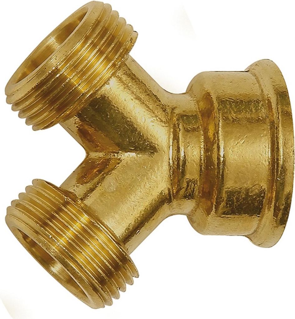Riegler GEKA-Abzweigstück, Messing blank, 1x G 3/4 IG, 2x G 3/4 AG
