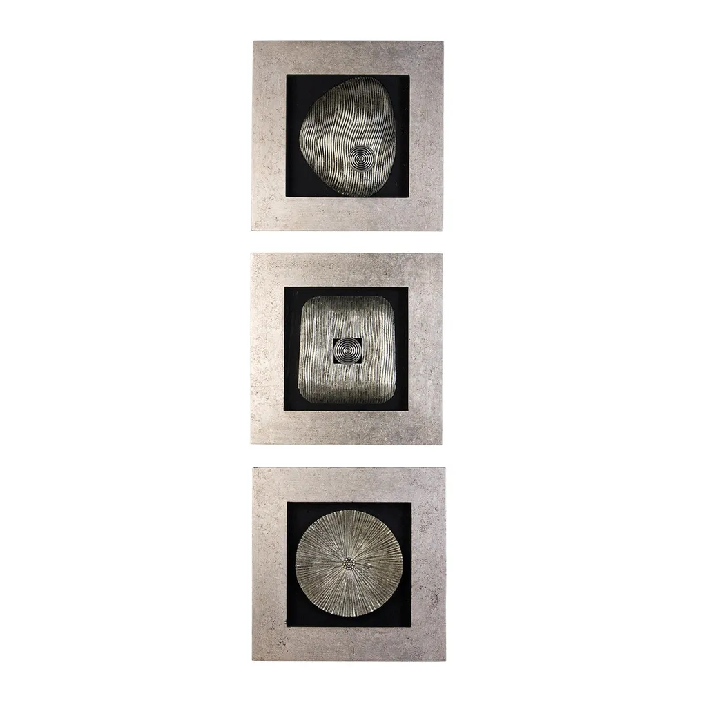 Triptyque Mural 45x45 cm MDF Versity Noir et Argenté - Lot de 3 Gilde