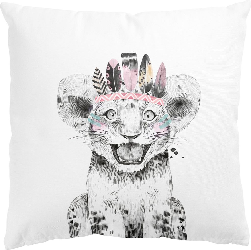 Dekokissen Tiere drinnen / Indoor Zierkissen Samt waschbar Tiger schwarz weiss Aquarell Sofakissen mit Füllung