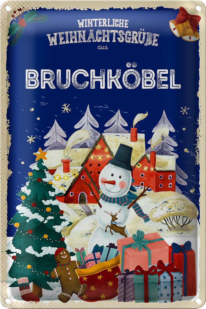 Blechschild Weihnachtsgrüße BRUCHKÖBEL 40x30cm