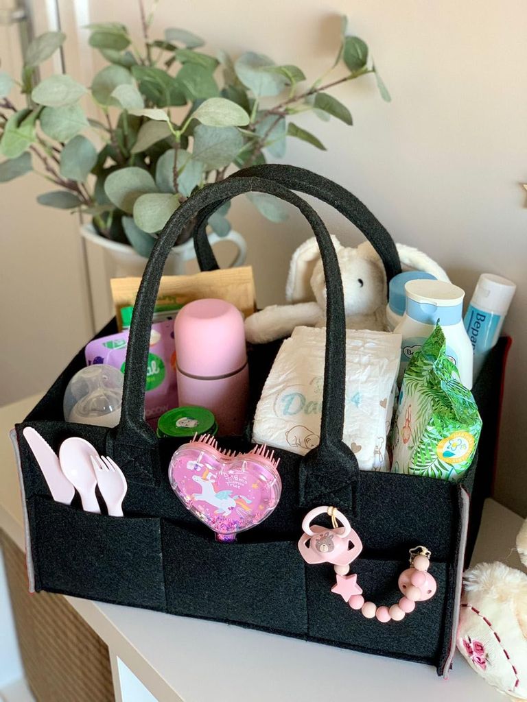 SILUK Baby Windel Aufbewahrungstasche Wickeltasche Filztasche, Tragbarer Organizer Filzkorb Multifunktionale, Aufbewahrungsbox mit wechselbaren Fä...