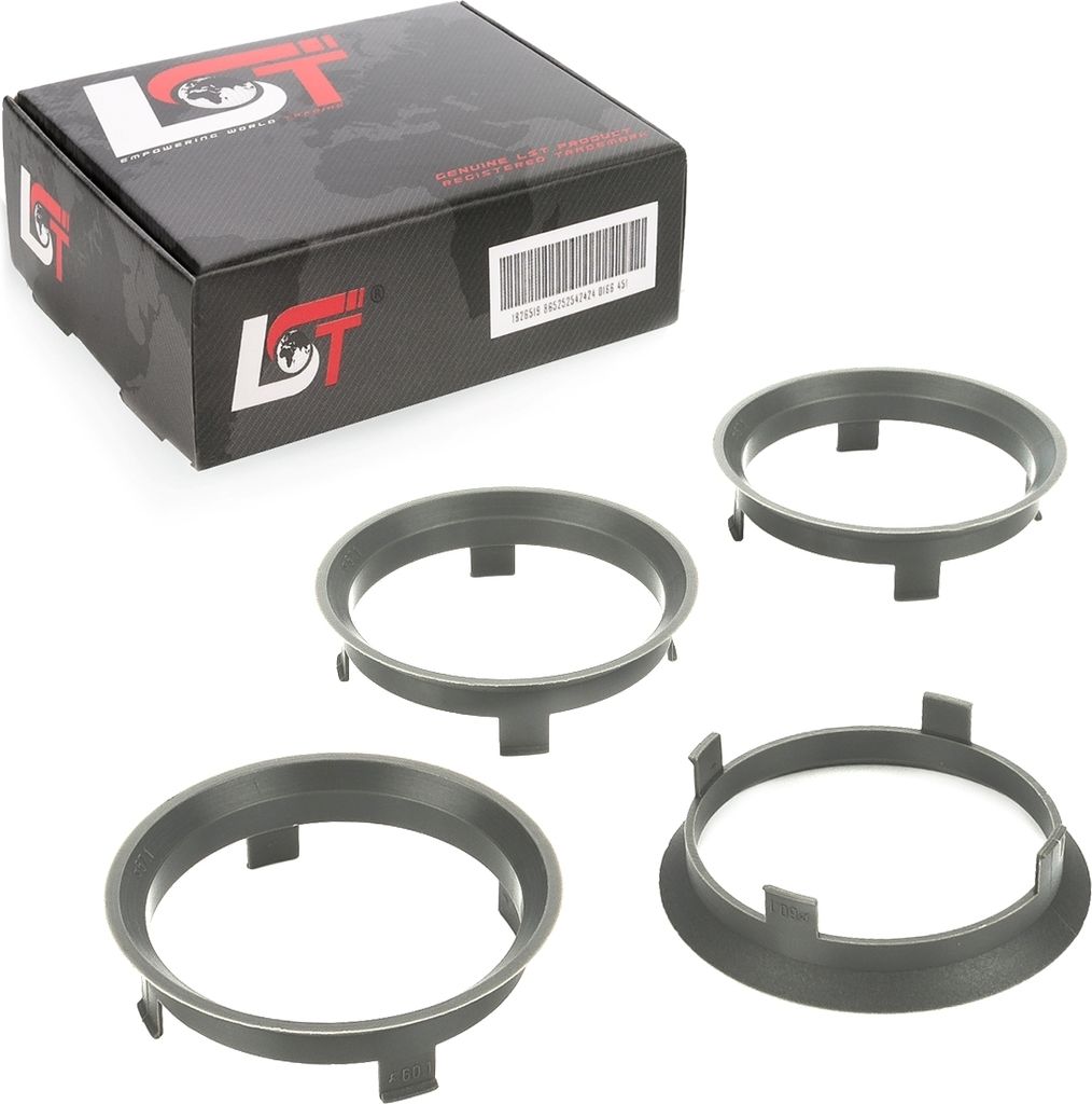 4x Zentrierringe Anthrazit Ø 57,1 mm - Ø 60,1 mm für CITROEN PEUGEOT RENAULT